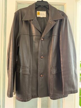 W B Place & Co Men's Dark Brown Leather Jacket